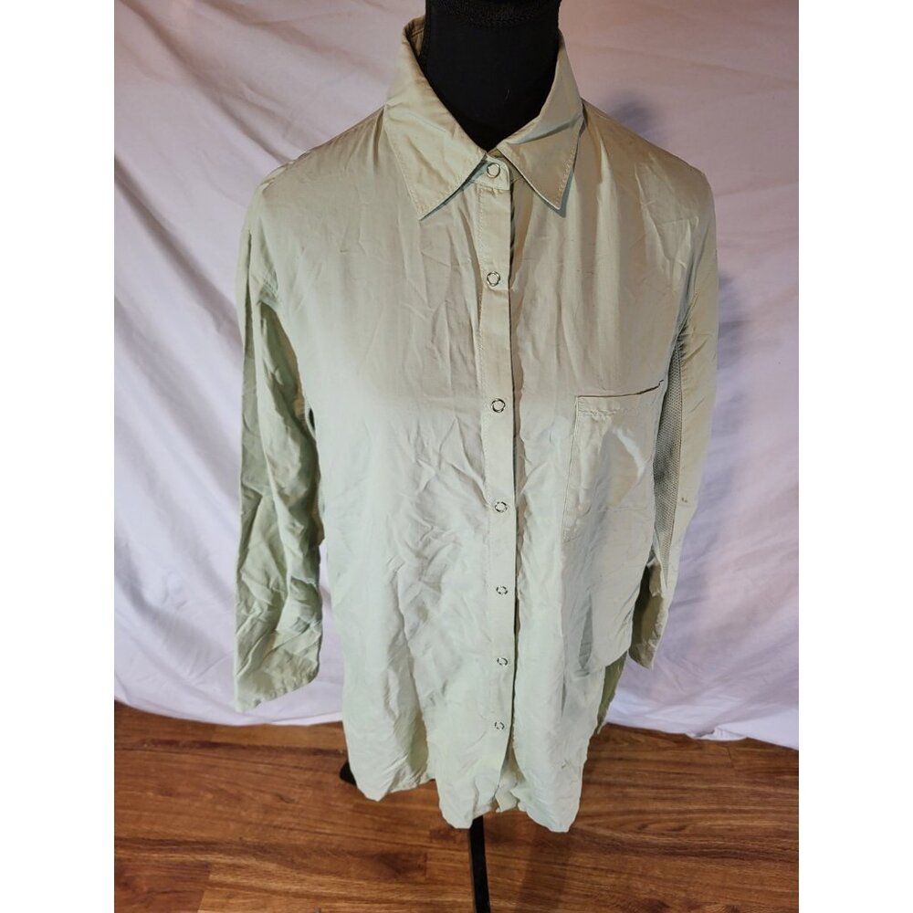 Coolibar Turquoise 50+ Vented Spring Green Snap Down Shirt size‎ S Mens